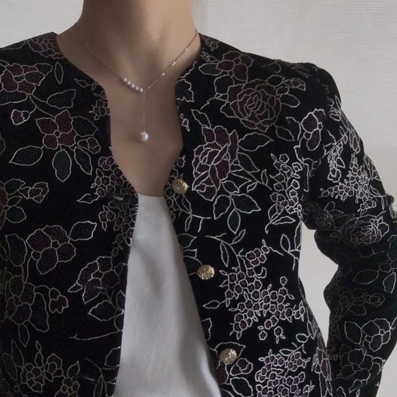 Vintage Jackets & Blazers - vintage blazer black blazer floral blazer jacket